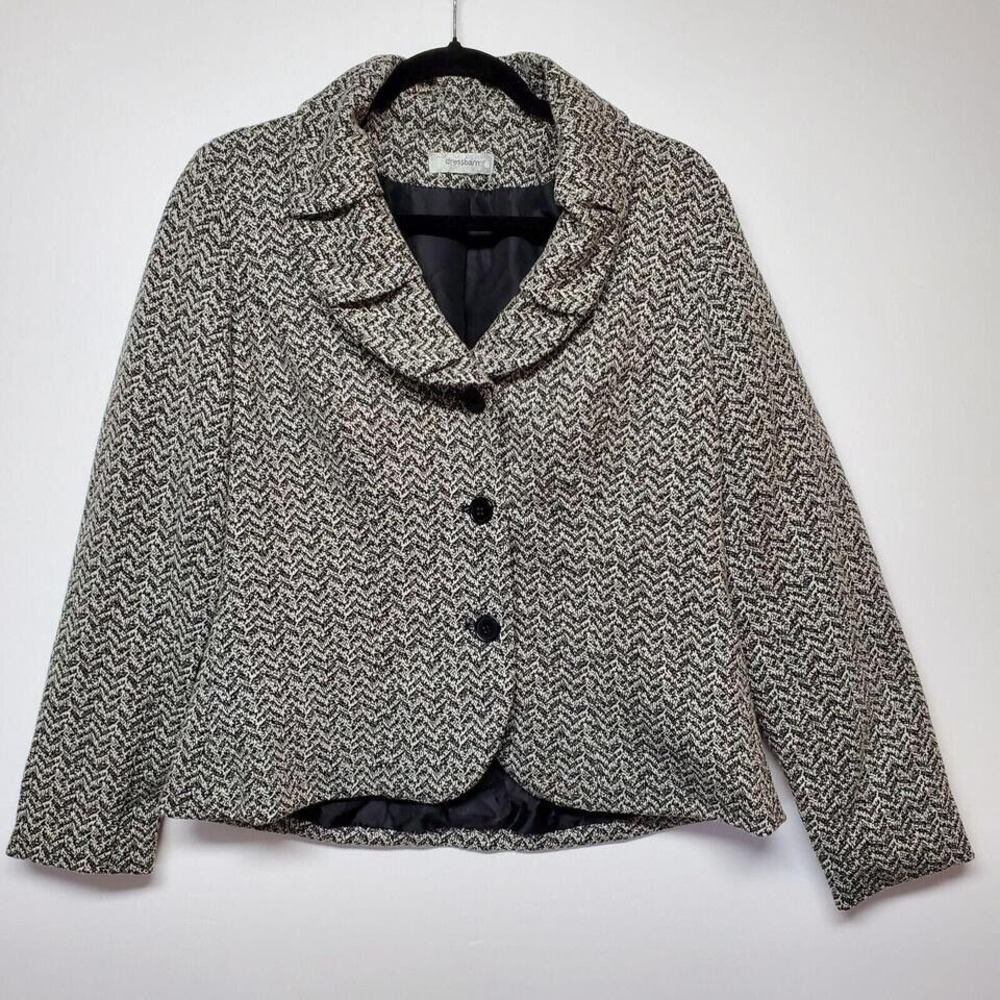 Dressbarn Womens L Blazer  Black, White Aztec Pattern‎ OFFICE SIREN